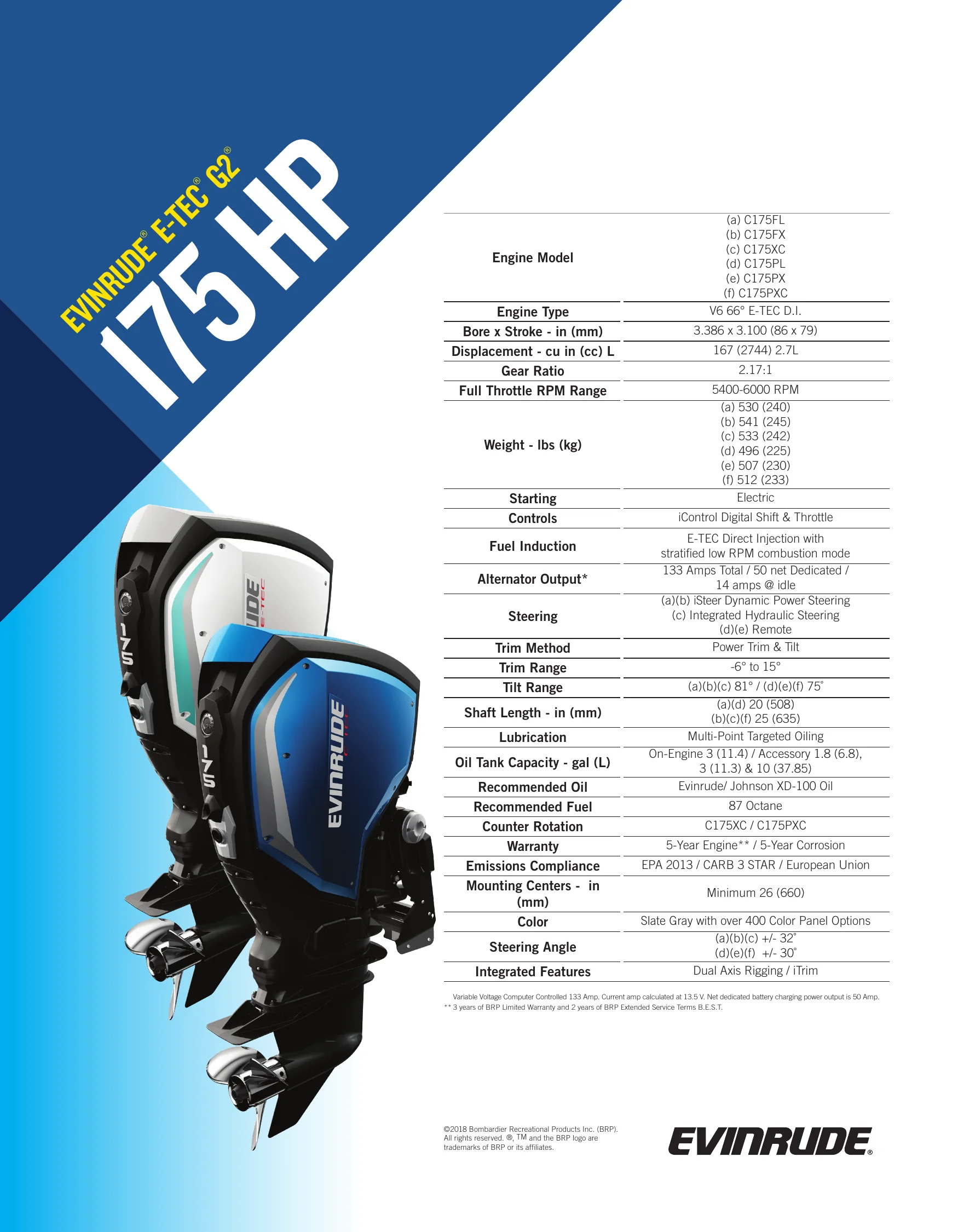 Evinrude E-TEC G2 175 — Página 1