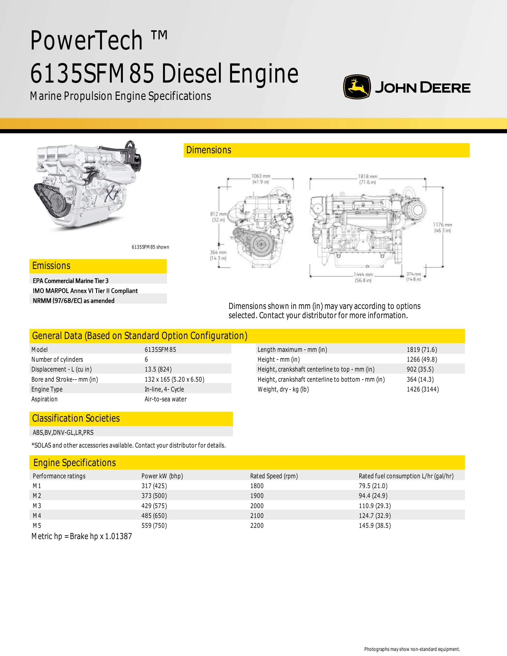 John Deere Marine 6135SFM85 — Página 1