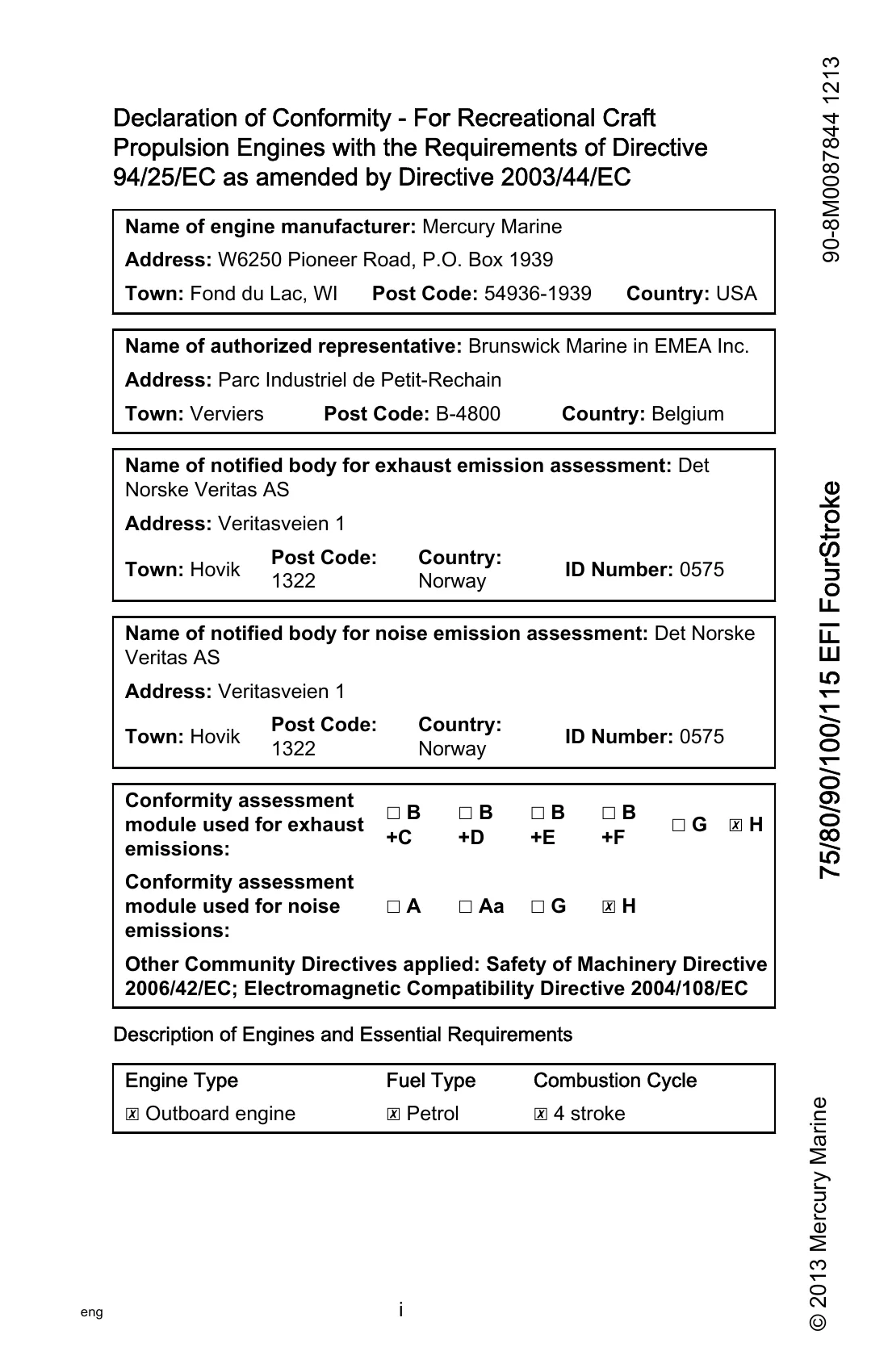 Mercury 115 ELPT FourStroke — Página 1