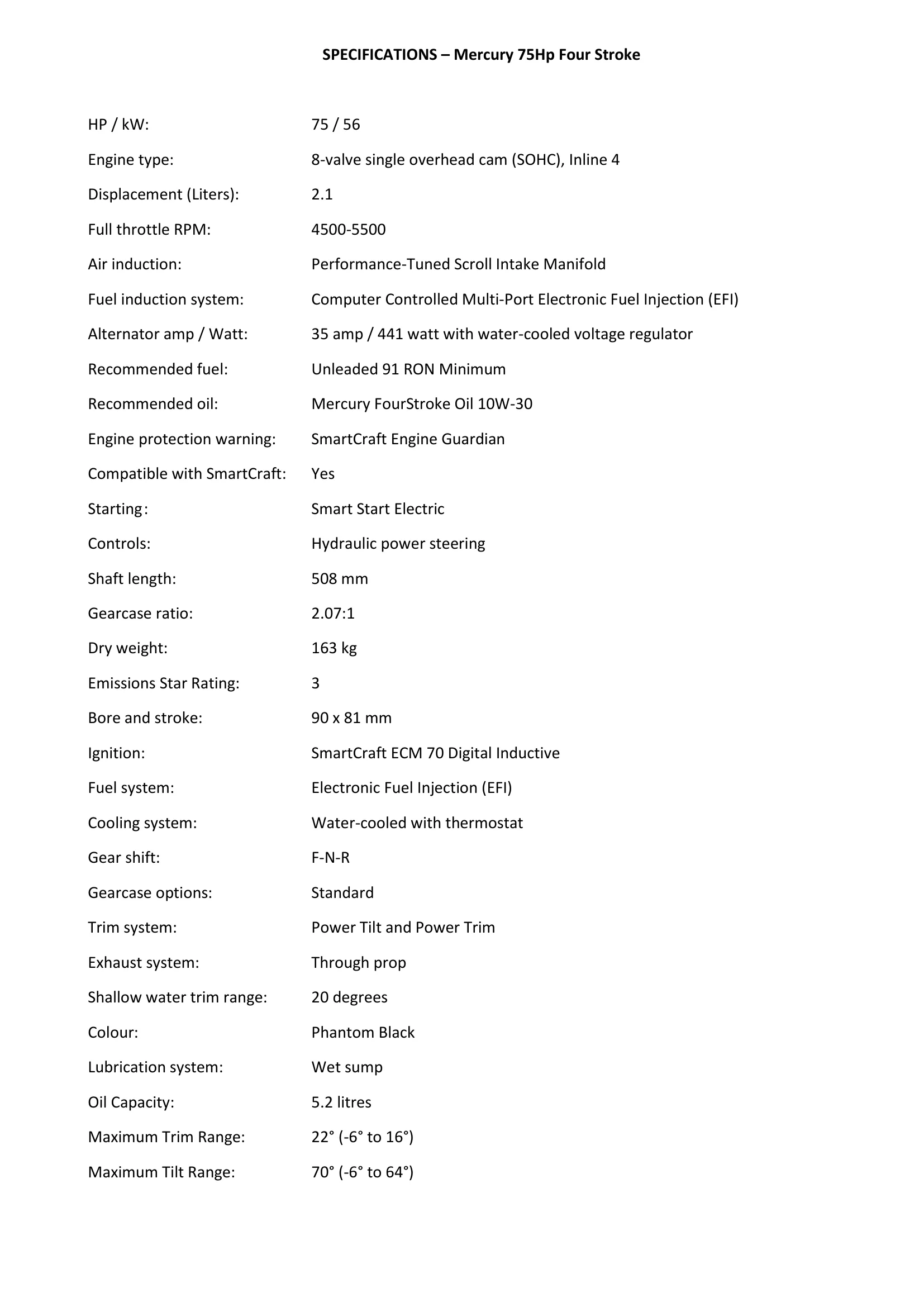 Mercury FourStroke 75 — Página 1