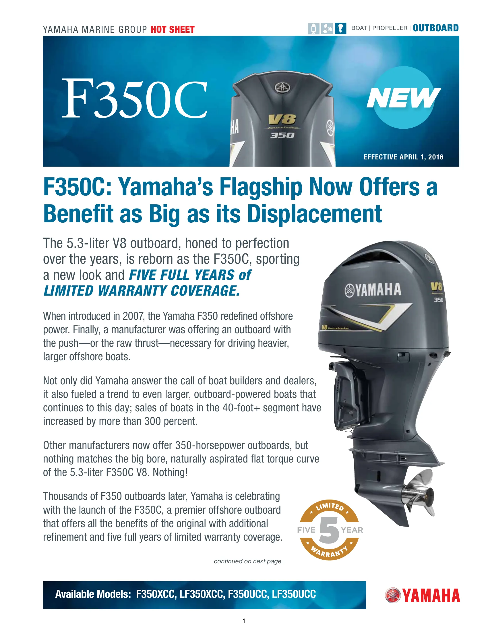 Yamaha Marine V8 F350C — Página 1