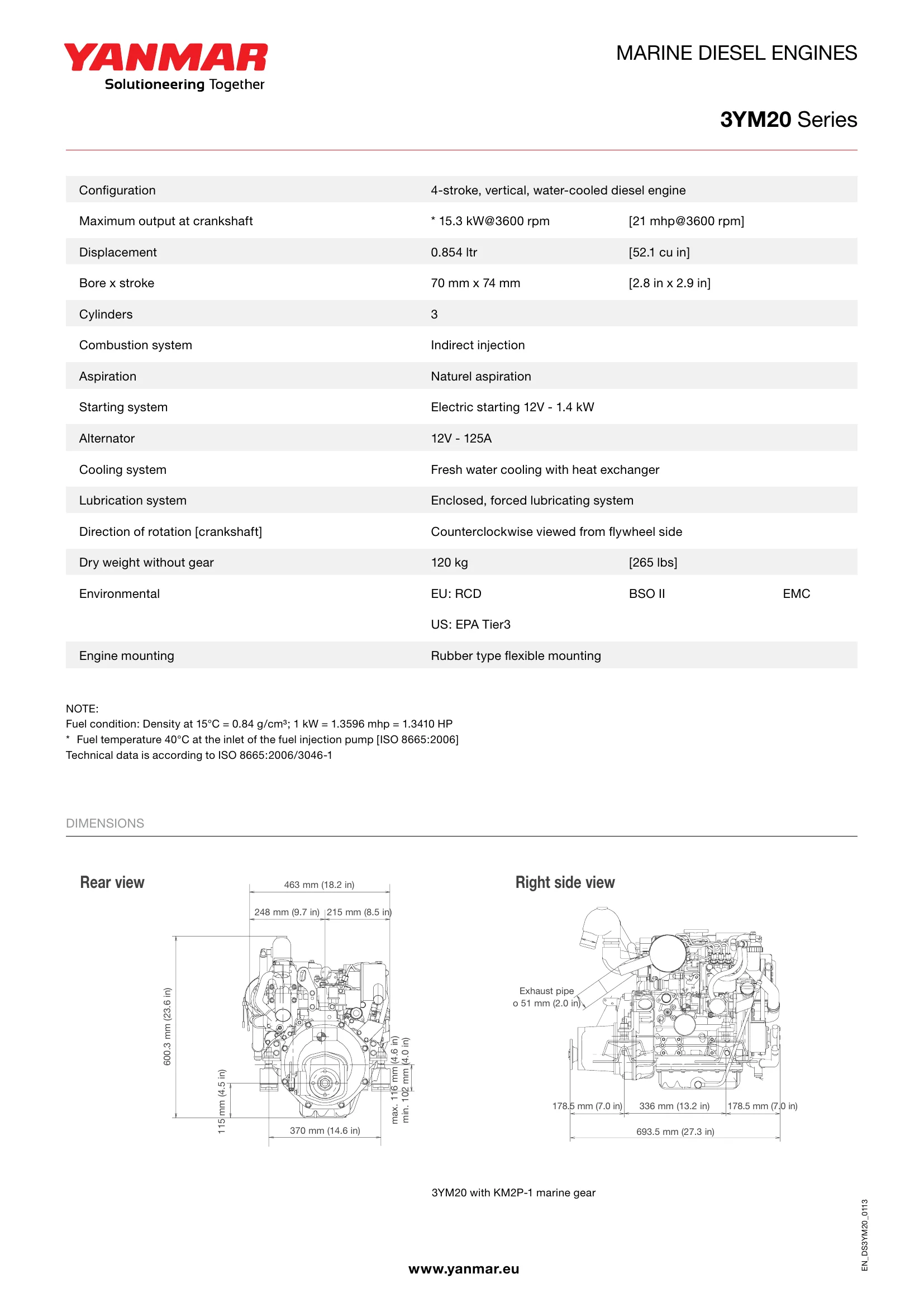 Yanmar 3YM20AE — Página 1